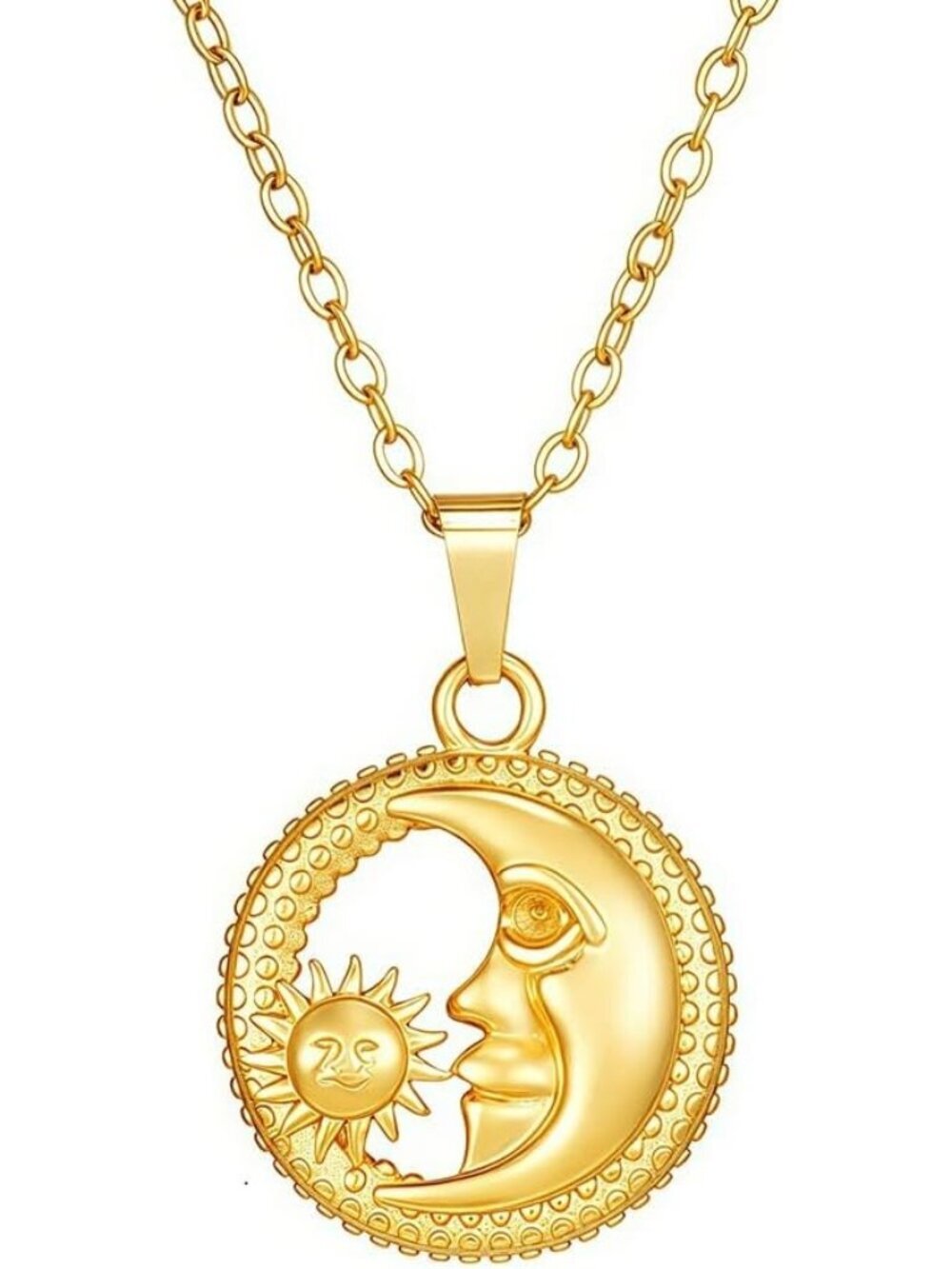 Women's Gold 3 Lobster Vintage Bohemian Unique Statement Sun Pendant Necklace
